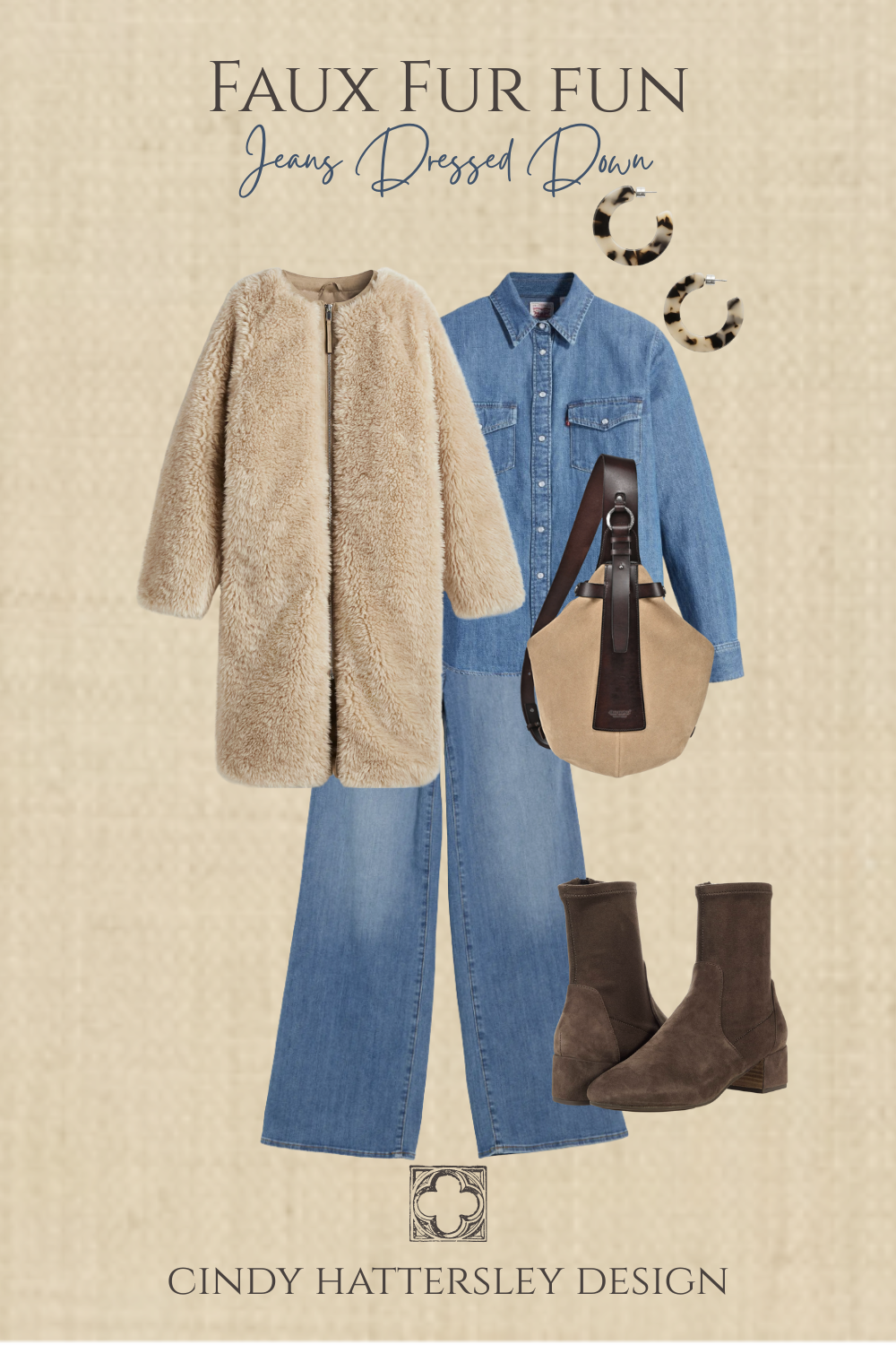 Cheap Chic Faux Fur Jeans Outfit