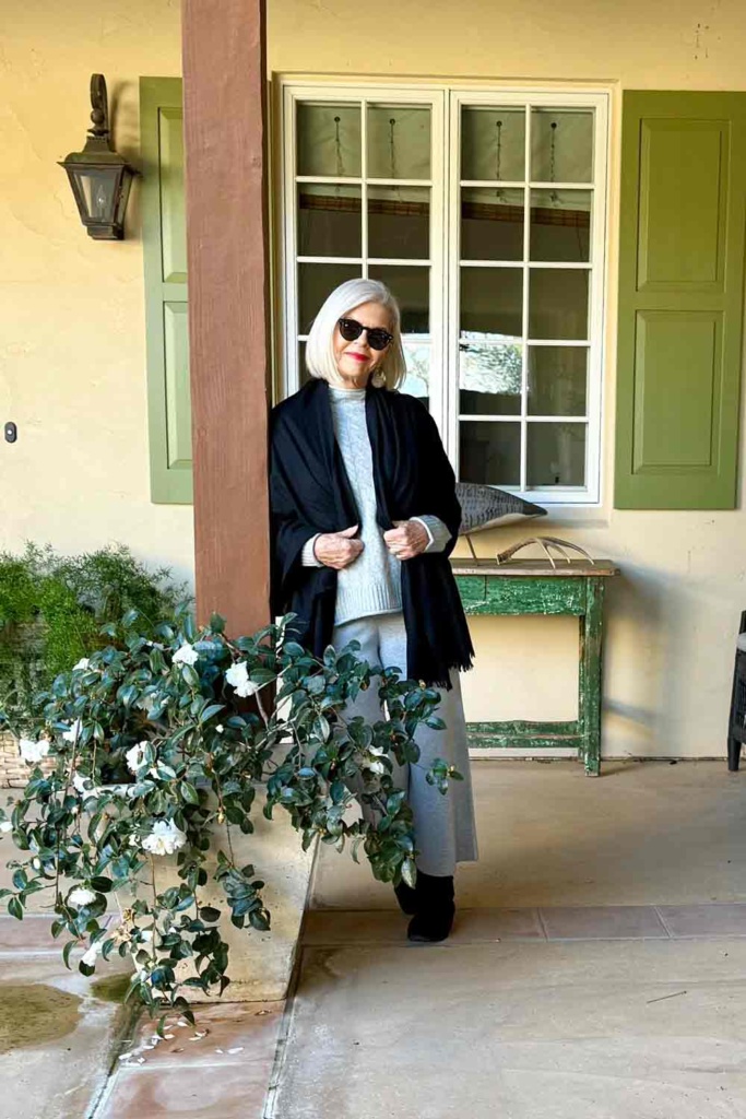 J Crew Gray Mockneck with J Crew Shawl