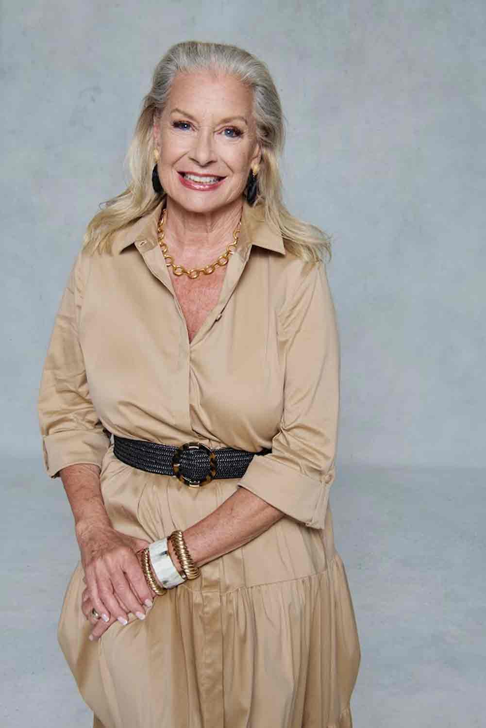 Robin LaMonte in Khaki Shirt Dress