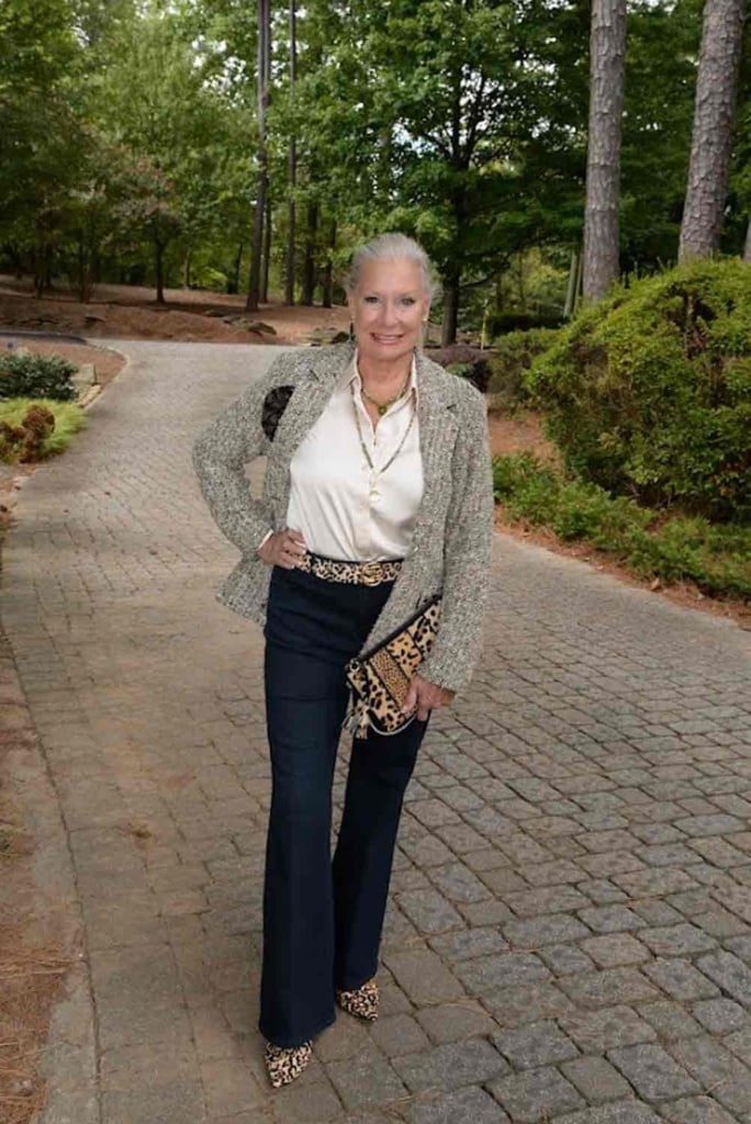 Robin LaMonte in faux leather pants