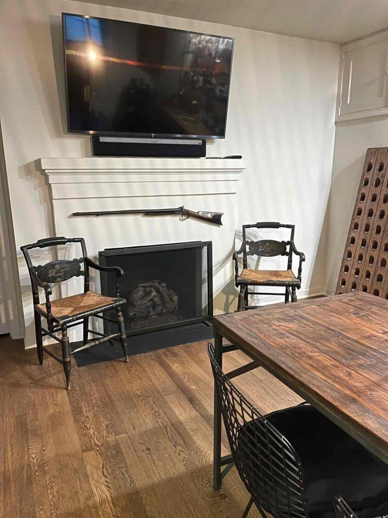 fireplace in bar area