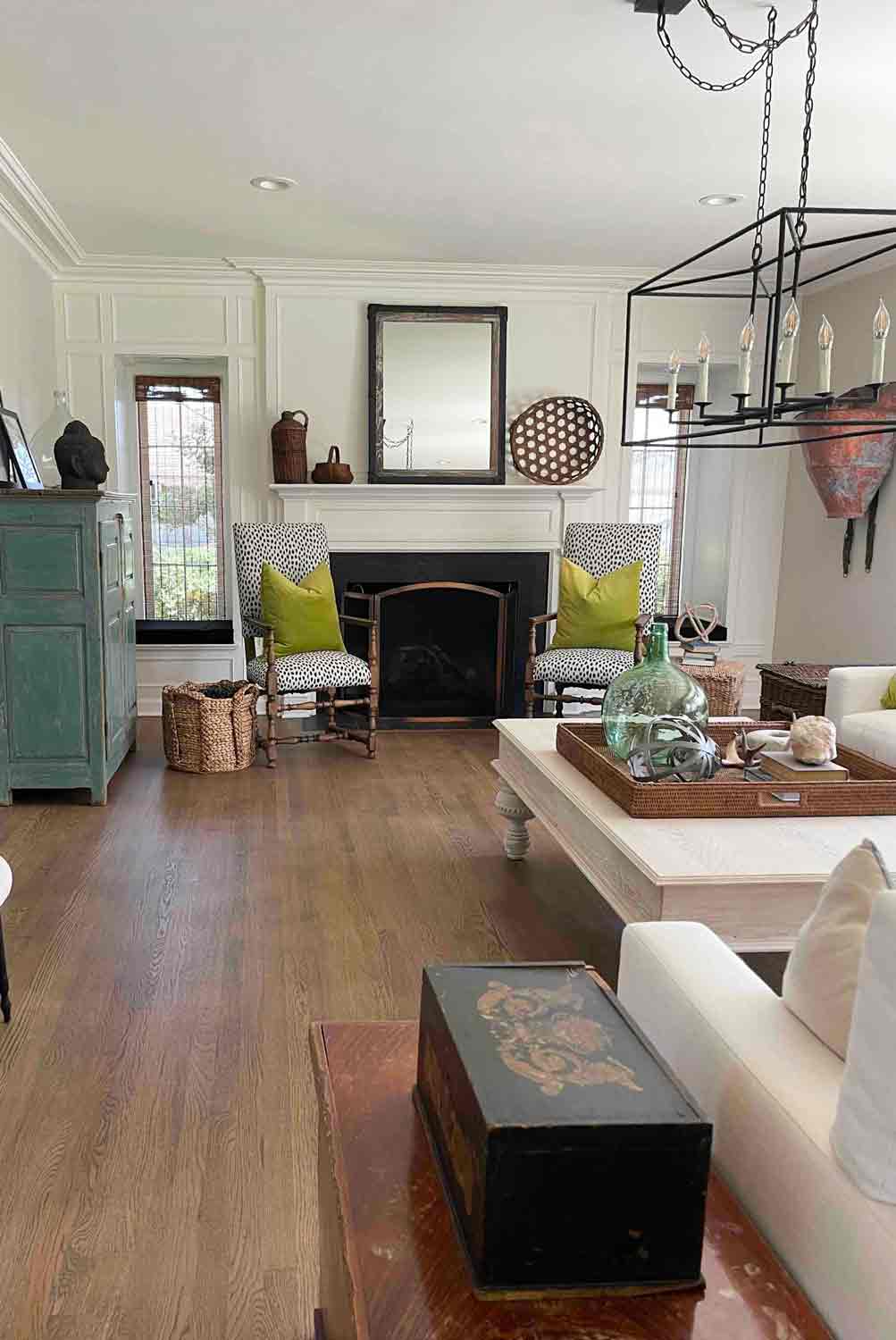 living room with fireplace vignette