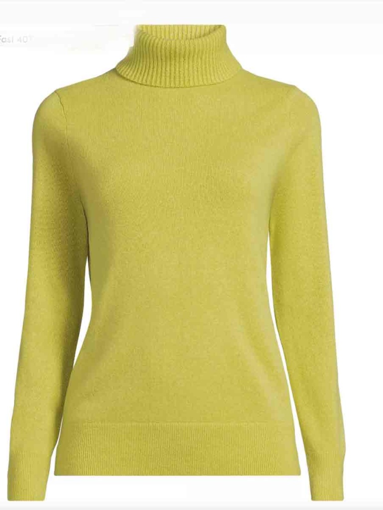 lands end chartreuse cashmere sweater
