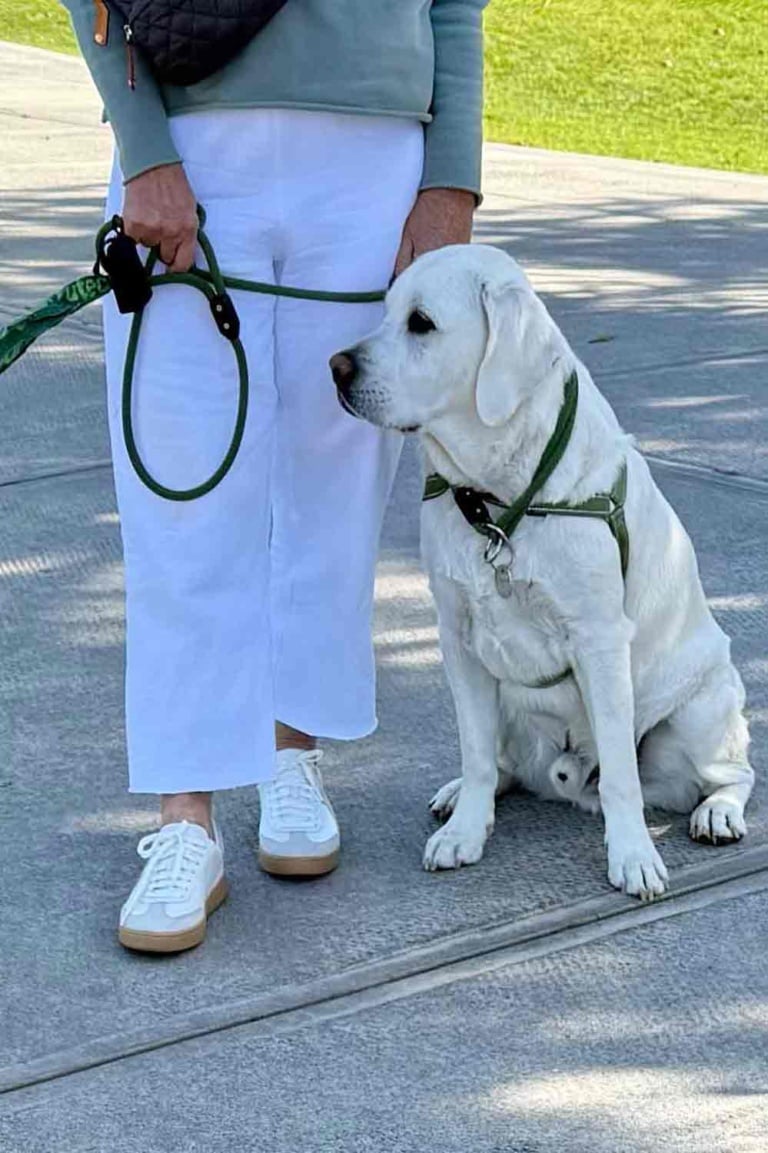 cindy hattersley in dash fitflops with her pup Scout