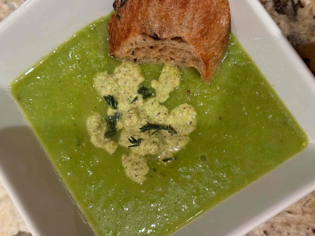 Rebecca Katz Asparagus Soup with Pistachio Cream