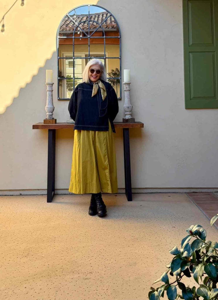 BR poplin skirt and mango denim shirt