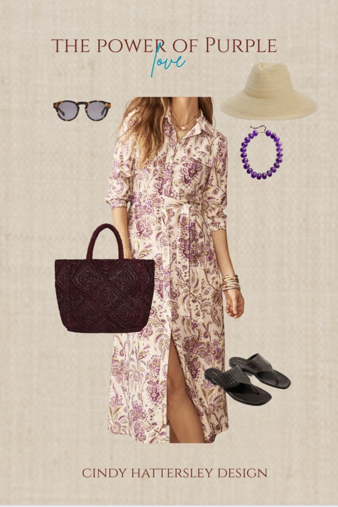 J MCClaughlin outfit of the week purple paisley dress