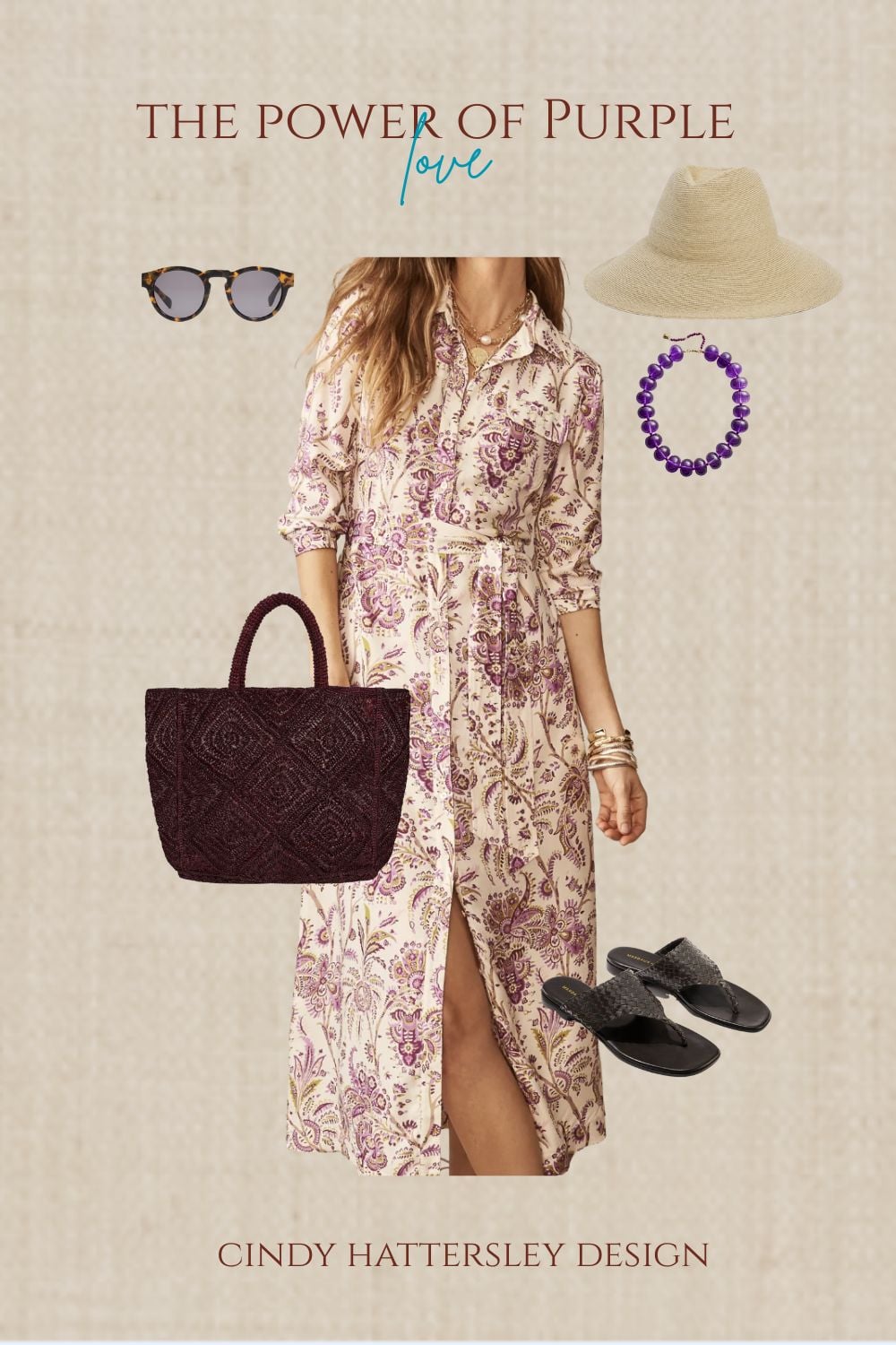 J MCClaughlin outfit of the week purple paisley dress