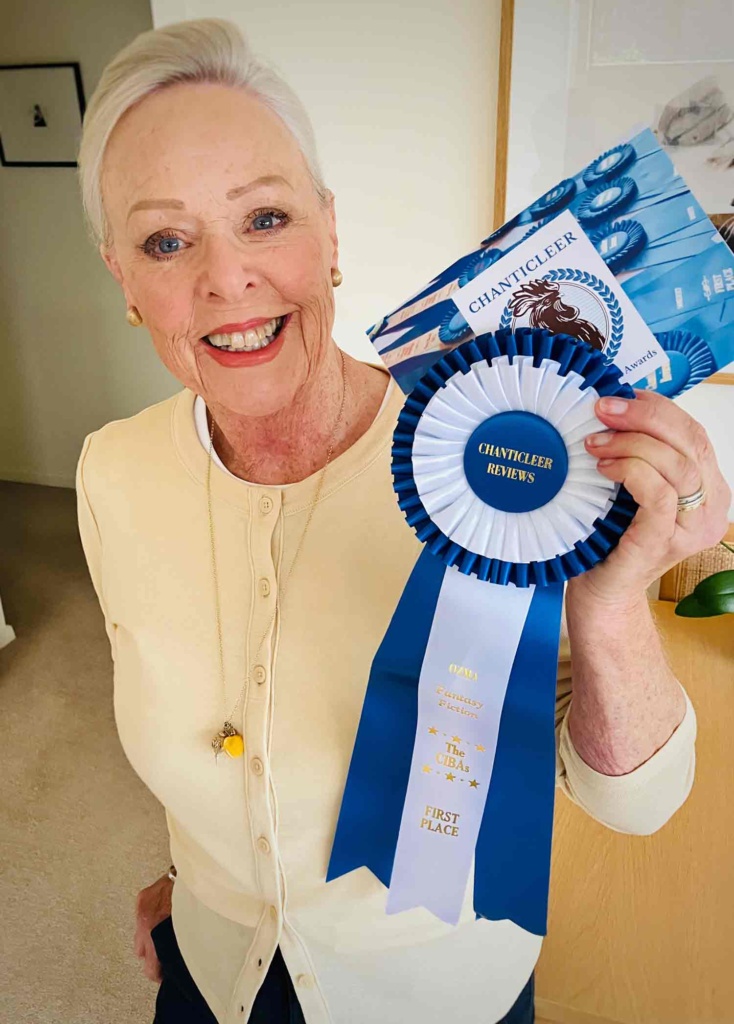 Author Prue Batten with lterary award