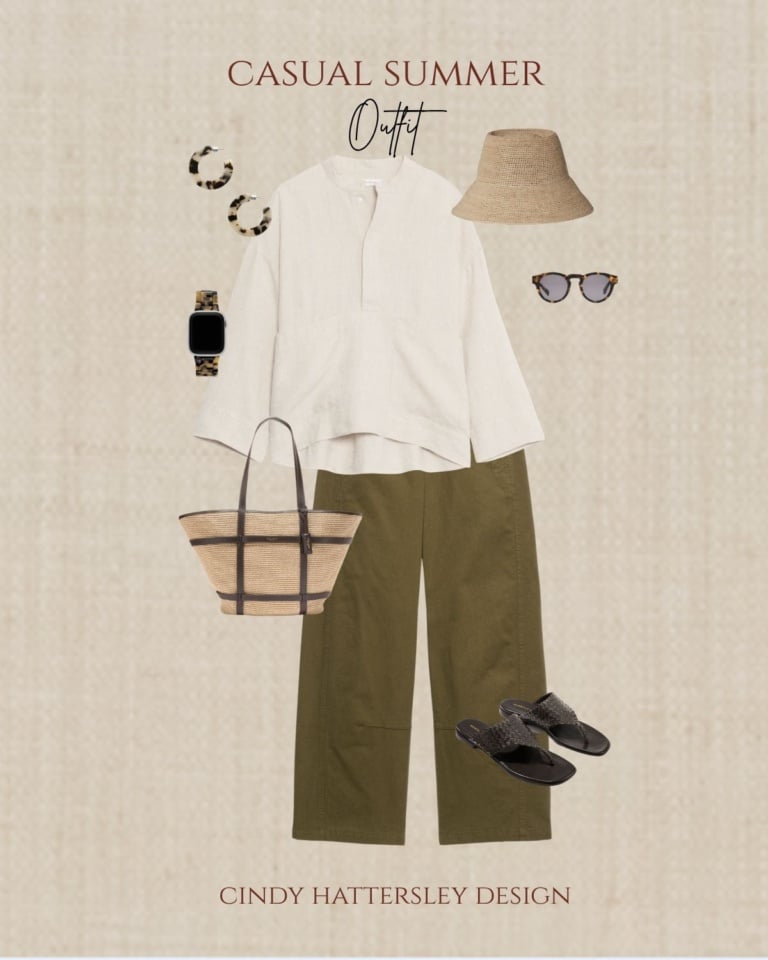 BR outfit of the week olive pants & linen top
