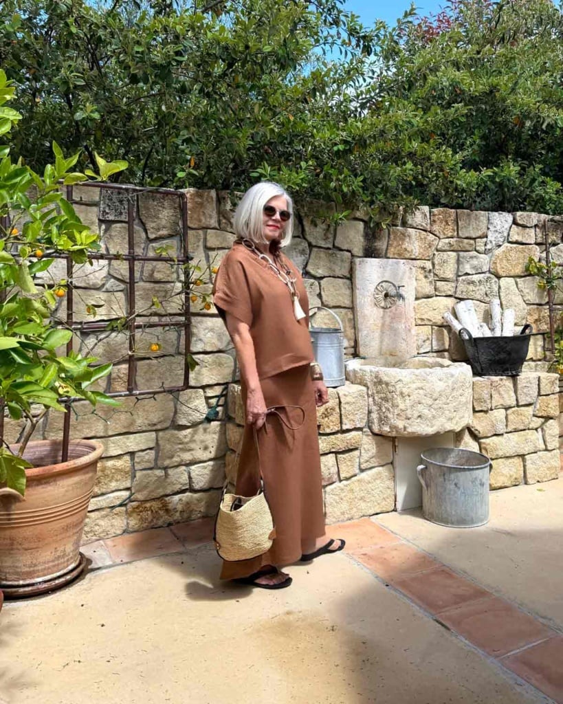 Mersea Brown two piece skirt and shirt set