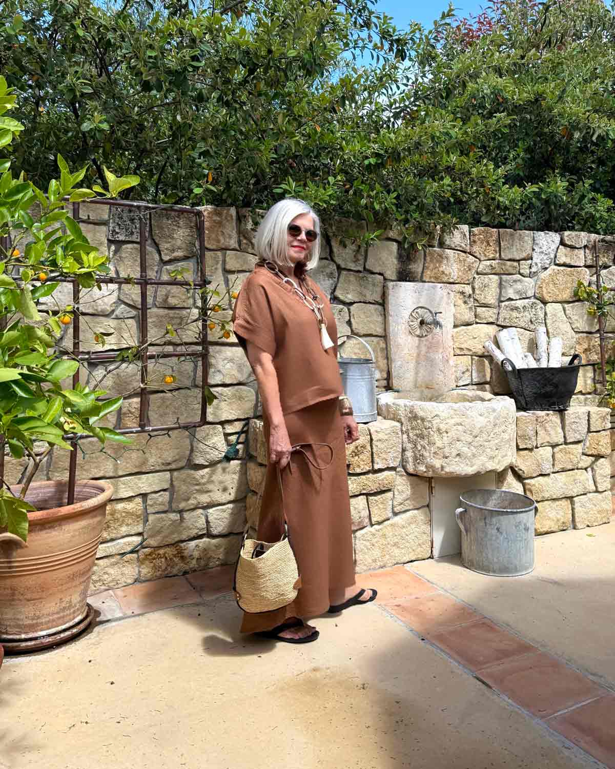 Mersea Brown two piece skirt and shirt set