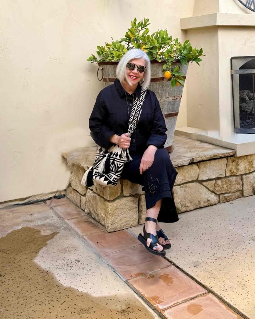 Sezane Two Piece Black Cutwork Set