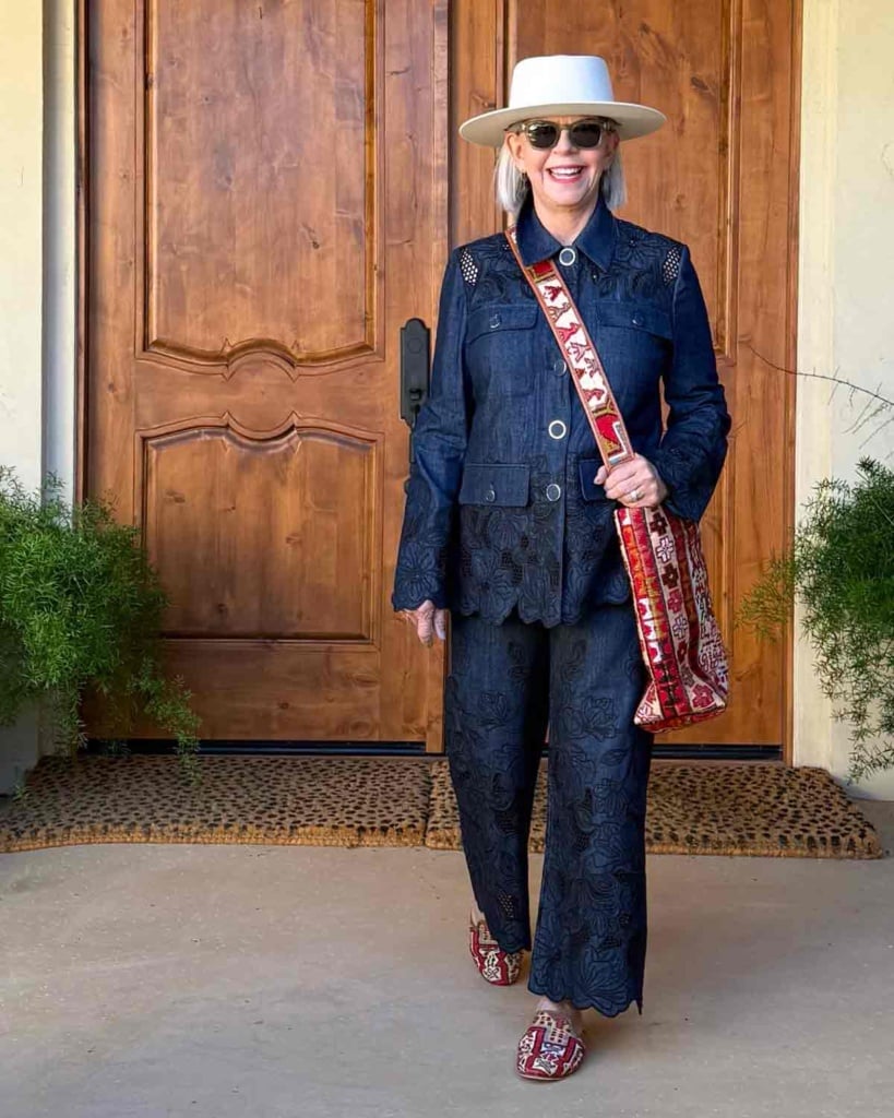 Veronic Beard cut work denim set