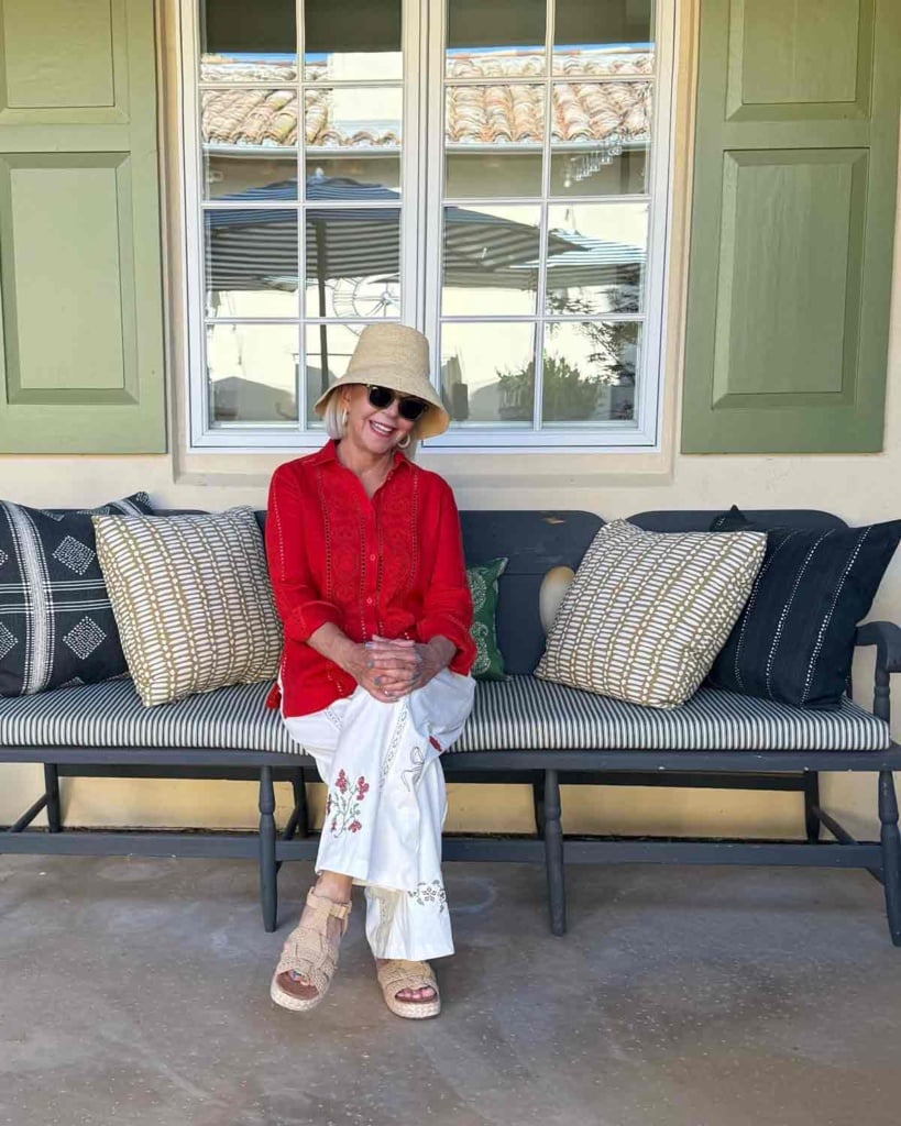 Embroidered Zara Pants J Crew cutwork shirt