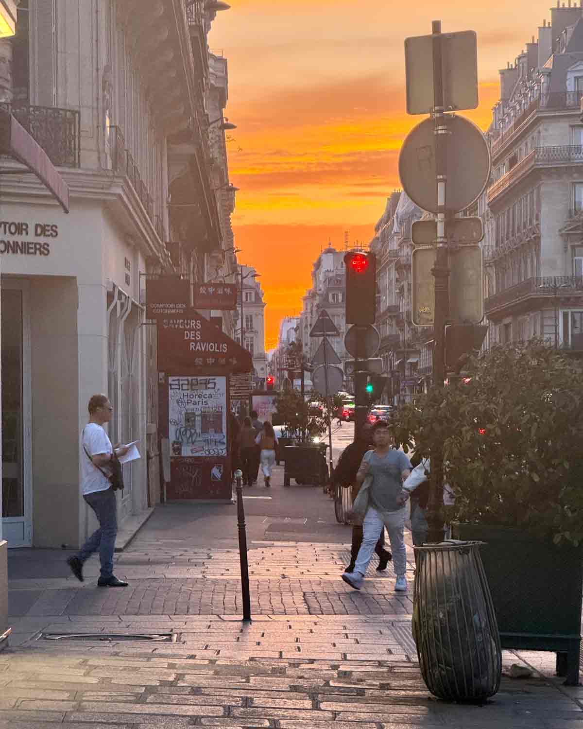 Paris Street at Sunset