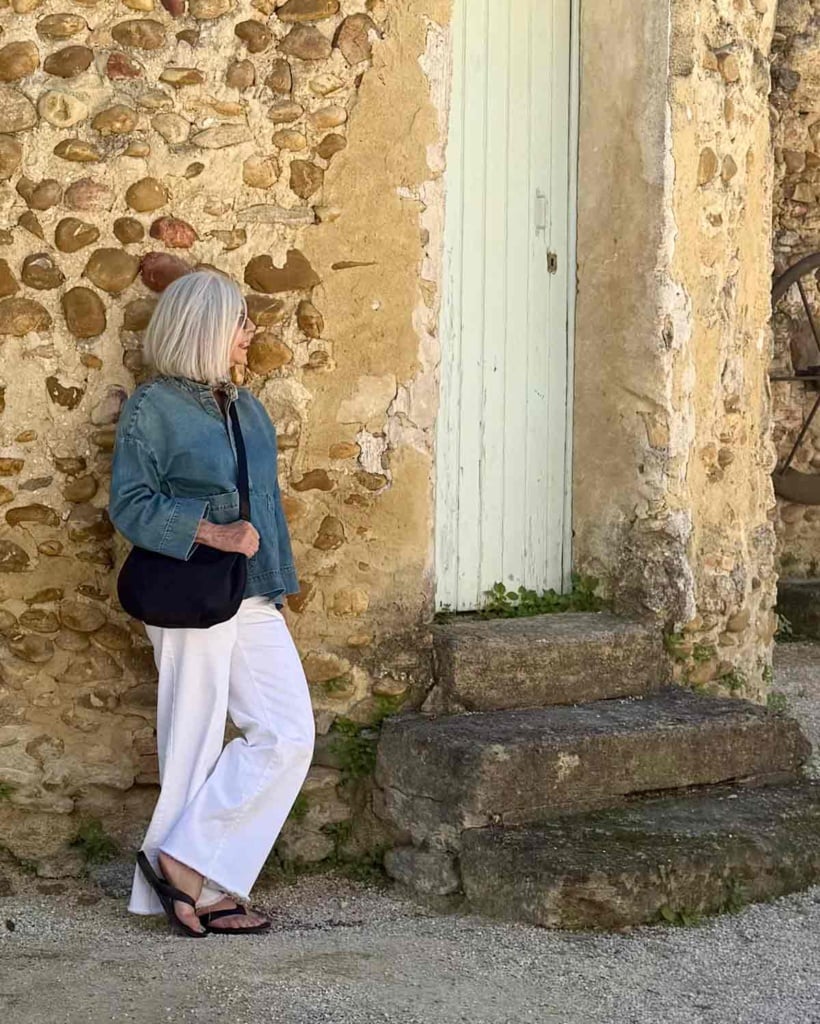 cindy hattersley white jeans denim top travel crossbody
