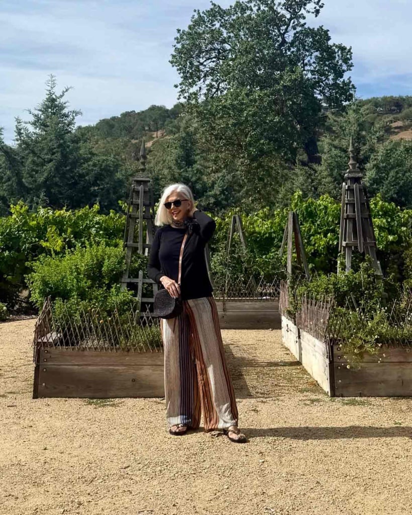 Zara stripe pants eileen fisher top