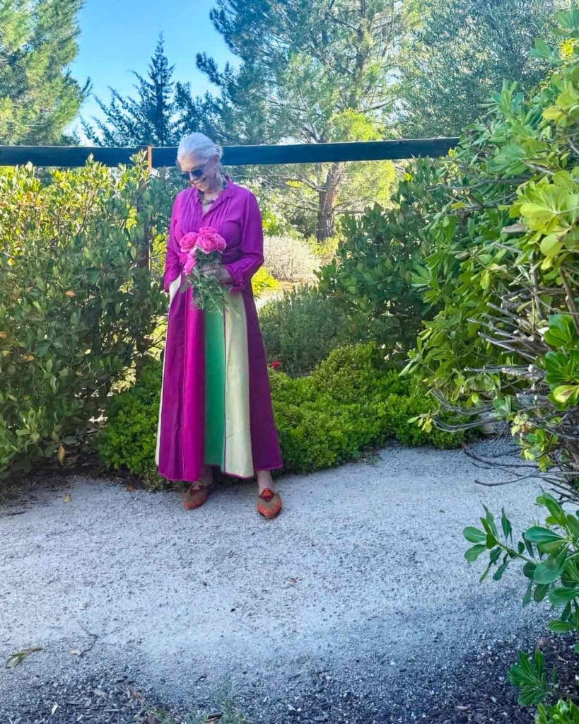 Cindy Hattersley in Maria Delaorden colorful skirt