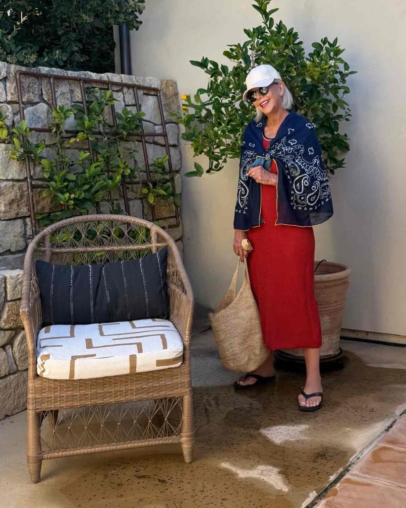 cindy hattersley in varley dress with bandana wrap