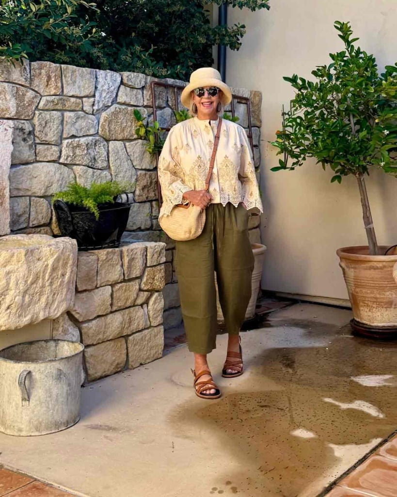 cindy hattersley in gerard darel shirt & bag Banana Republic pants