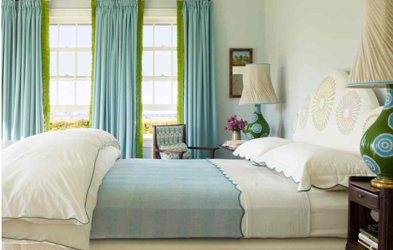 Katie Ridder designed bedroom with a touch of chartreuse