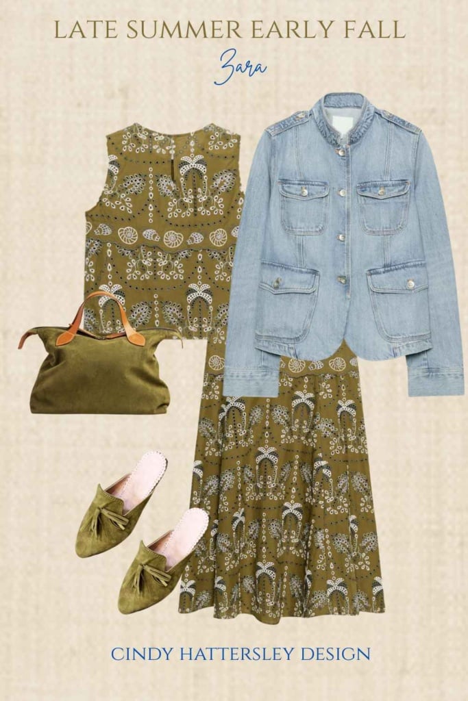 Zara Eyelet olive outfit wear it later