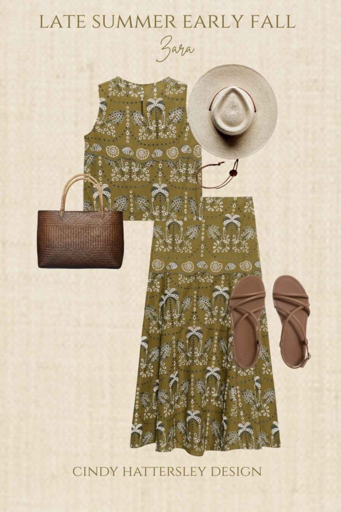 Zara olive green eyelet outfit wear it now