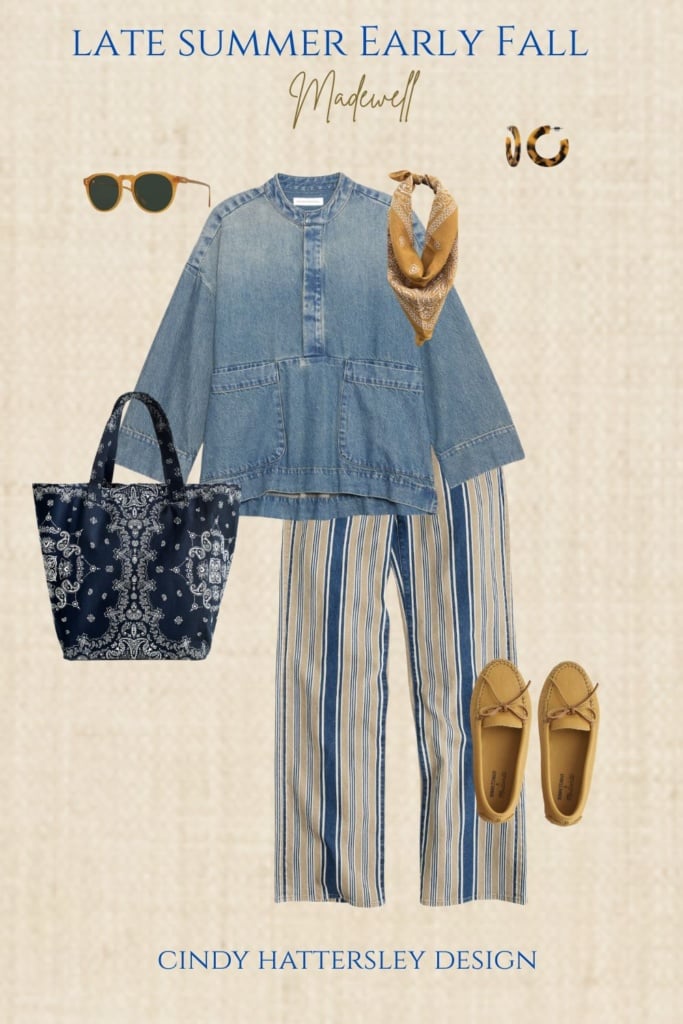Madewell French Ticking Pants with Br Denim Top