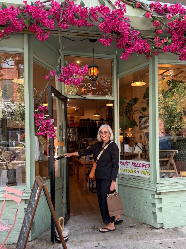 Cindy Hattersley exploring Brooklyn Black Eyelet Outfit