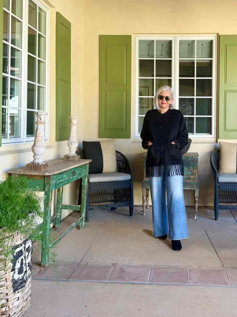 Cindy Hattersley in Rails Jacket Rag and Bone jeans