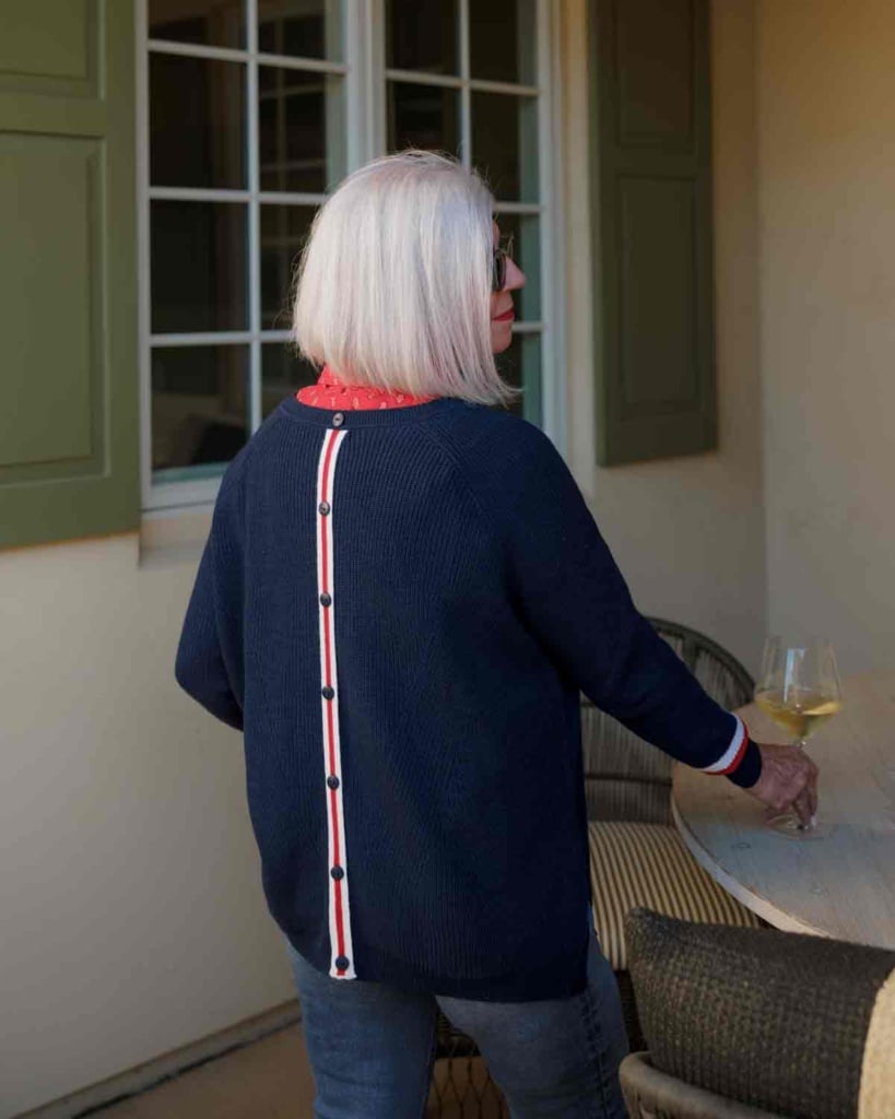 camden crewneck sweater from the back