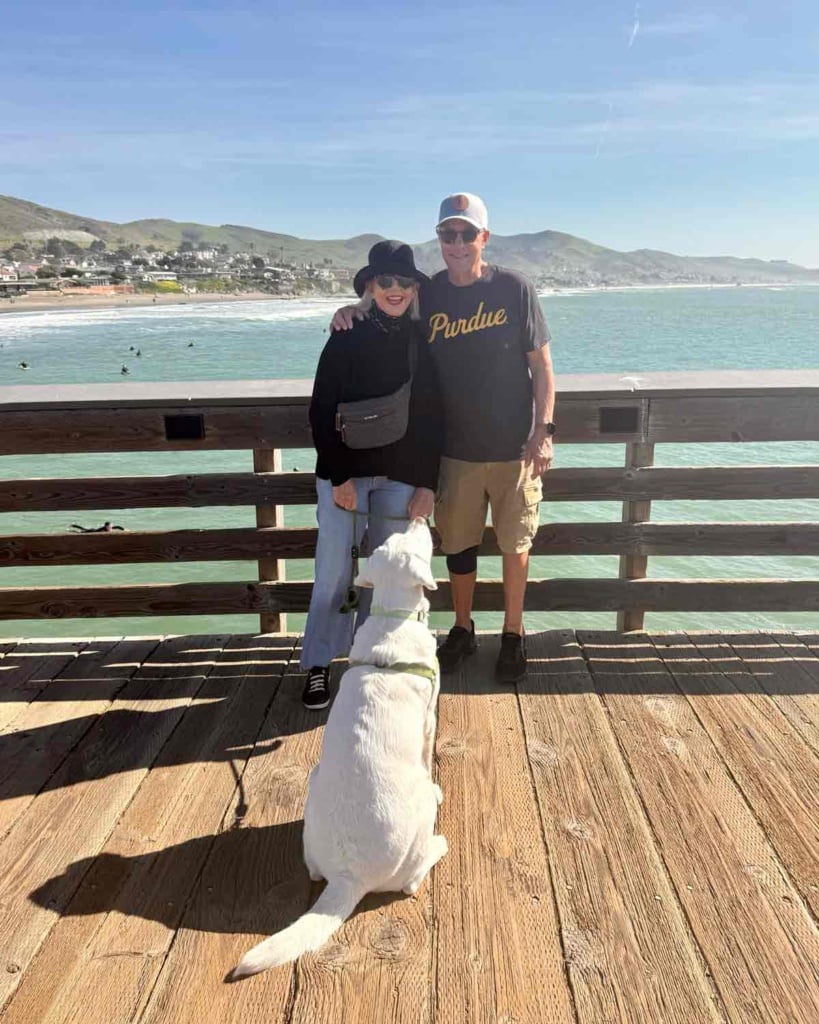 cindy hattersley, steve & Scout at the beach
