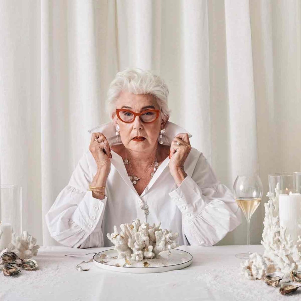 Jenny Leroux in all white for Ageless Style