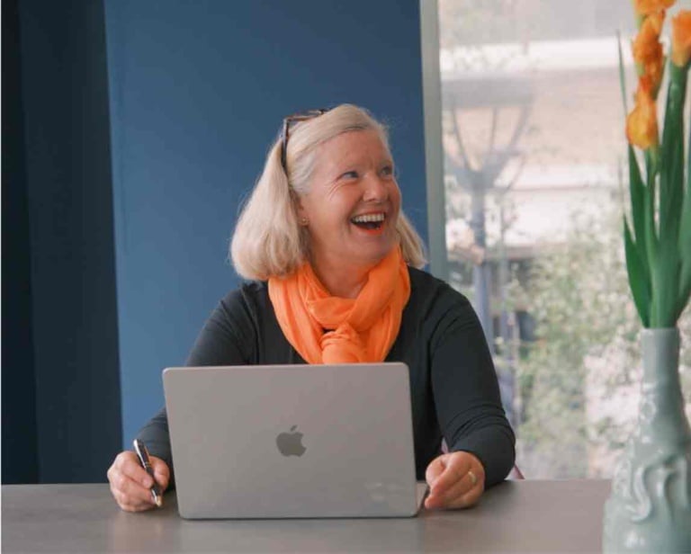 sarah walton smith at her computer