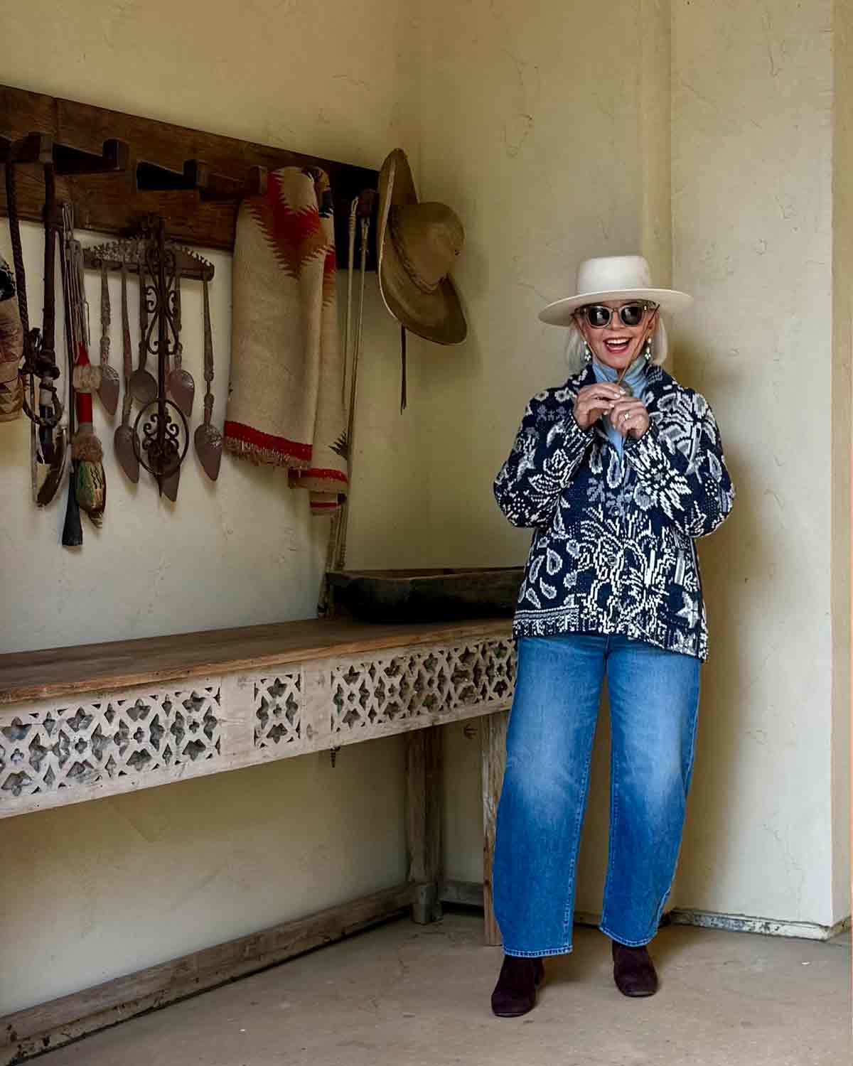 Tommy Bahama Sweater and Frank and Eileen Brennan jeans Cindy Hattersley